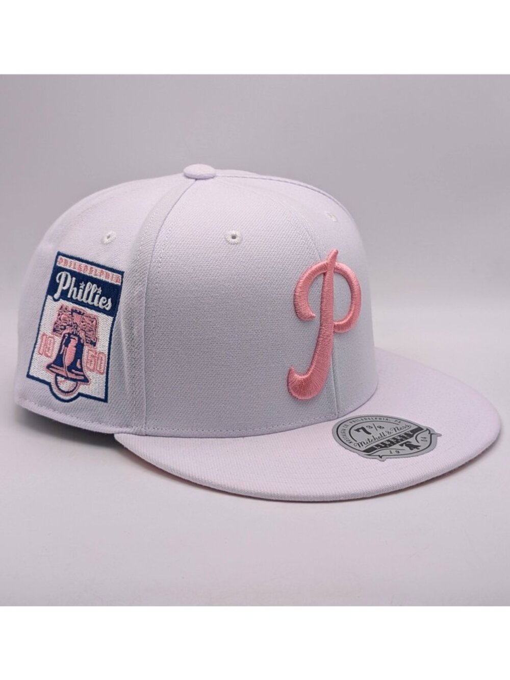 Philadelphia Phillies 1950 Fitted Hat Mitchell & Ness White Pink Size 7 3/8 MLB